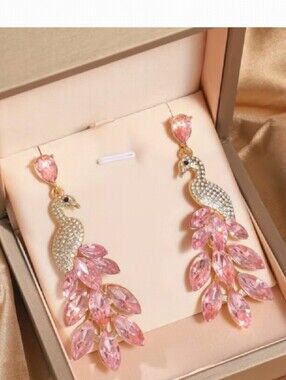 🌺Peacock Rhinestone Jeweld Earings  Peacock Jewelry Resort Wear Tropical Wear